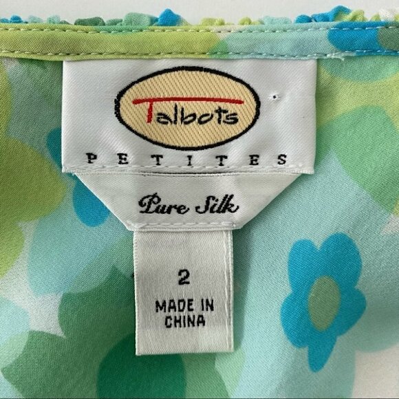 Talbots ๐ฏ silk top with v-neck & ruffle, semi sheer - Picture 7 of 9